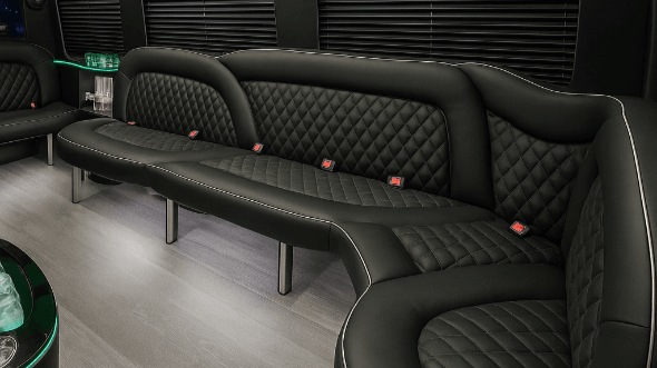 Interior of Pembroke Pines Party Bus Company's 14 Passenger Sprinter Limousine in Pembroke Pines