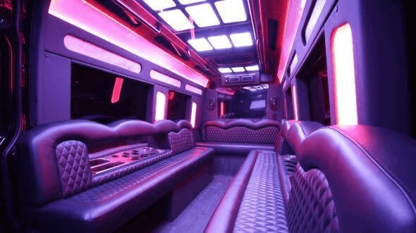 Interior of Charter Bus Company Davie's 18 Passenger Party Bus in Davie