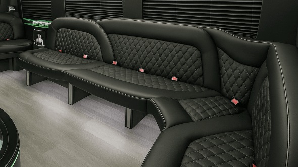 Interior of Charter Bus Company Weston's 18 Passenger Party Bus in Weston