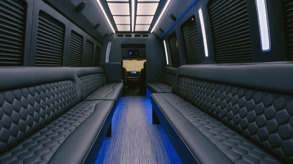 Interior of Charter Bus Company Miramar's 20 Passenger Party Bus in Miramar