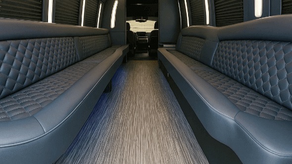 Interior of Charter Bus Company Plantation's 20 Passenger Party Bus in Plantation