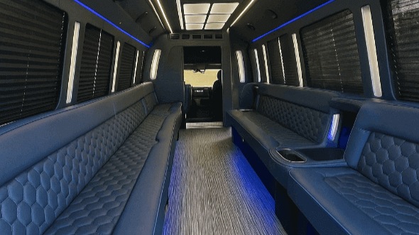 Interior of Charter Bus Company Sunrise's 25 Passenger Party Bus in Sunrise