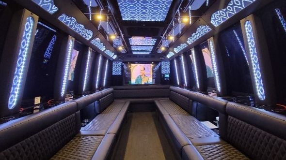 Interior of Charter Bus Company Coral Springs's 30 Passenger Party Bus in Coral Springs