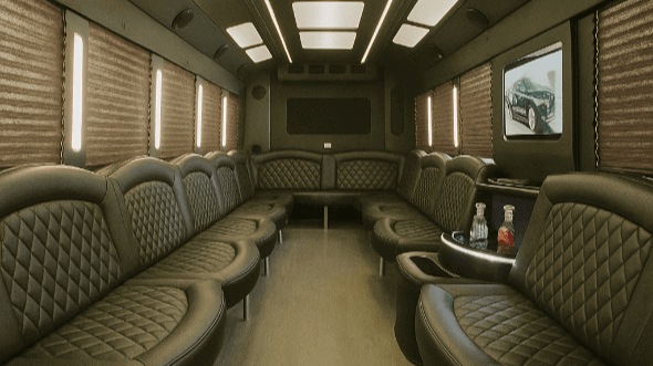 Interior of Charter Bus Company Weston's 30 Passenger Party Bus in Weston