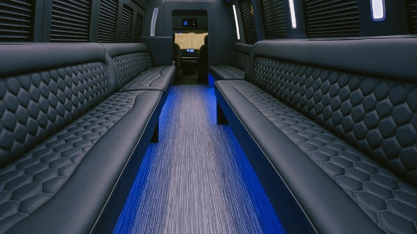 Interior of Charter Bus Company Coral Springs's 50 Passenger Party Bus in Coral Springs