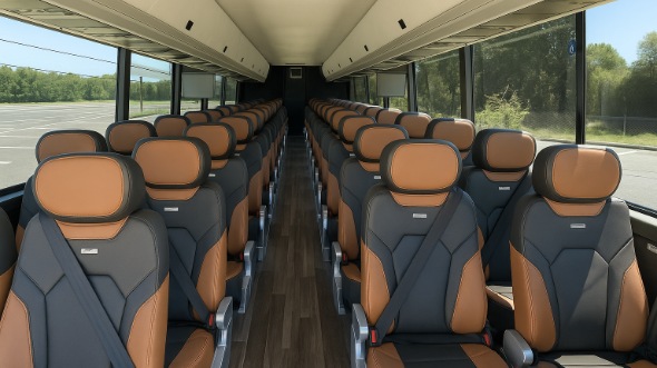 Interior of Charter Bus Company Pembroke Pines's 55 Passenger Charter Bus in Pembroke Pines